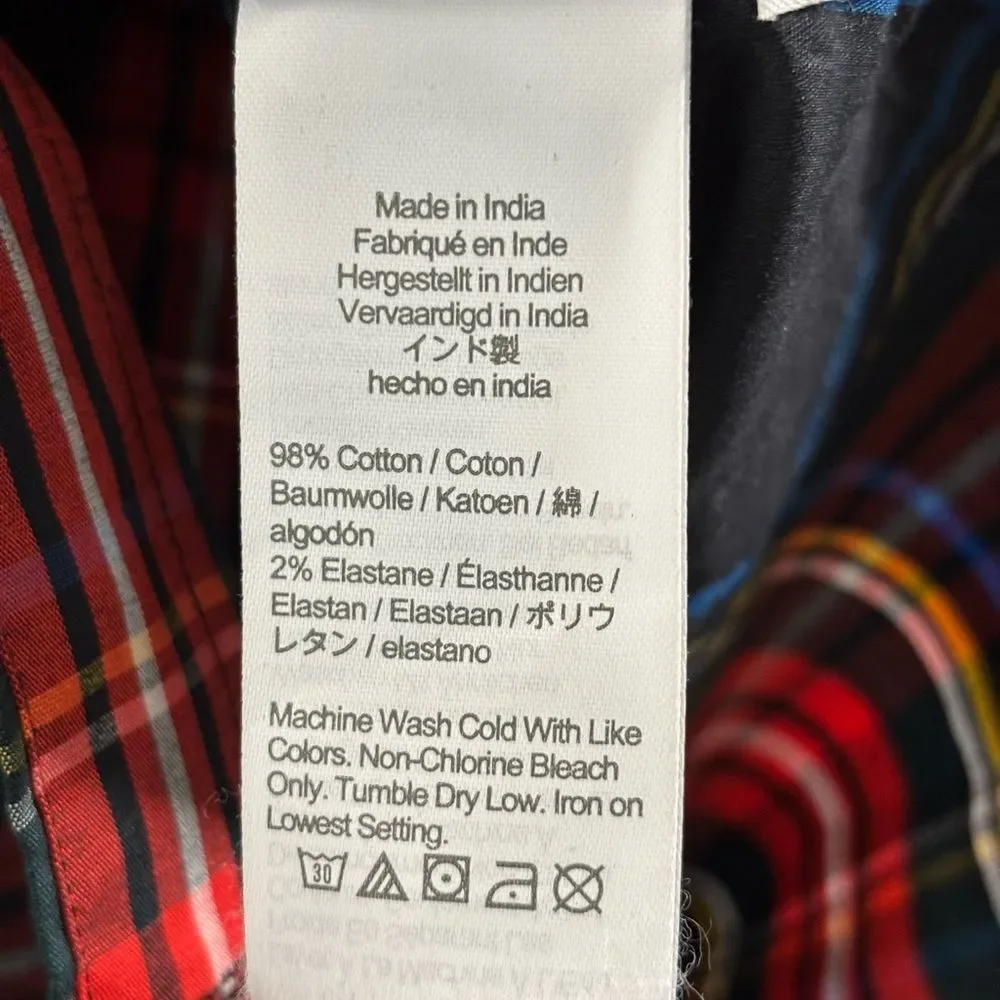 J. Crew Slim-fit stretch cotton poplin shirt in Stewart tartan size 4. Preppy